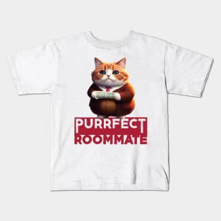 Just a Purrfect Roommate Cat Kids T-Shirt